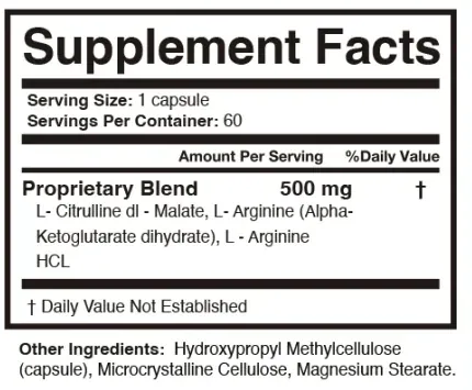 The Melonex Supplement Facts panel showing Proprietary Blend 500 mg and three named amino acid forms